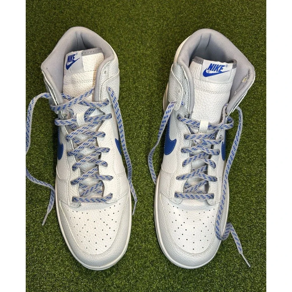 Nike Dunk High iD Custom!!! Men’s Size 13 NikeiD White Blue Gray Soles EUC